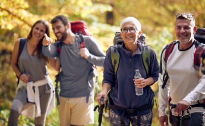 Group of people hiking in nature